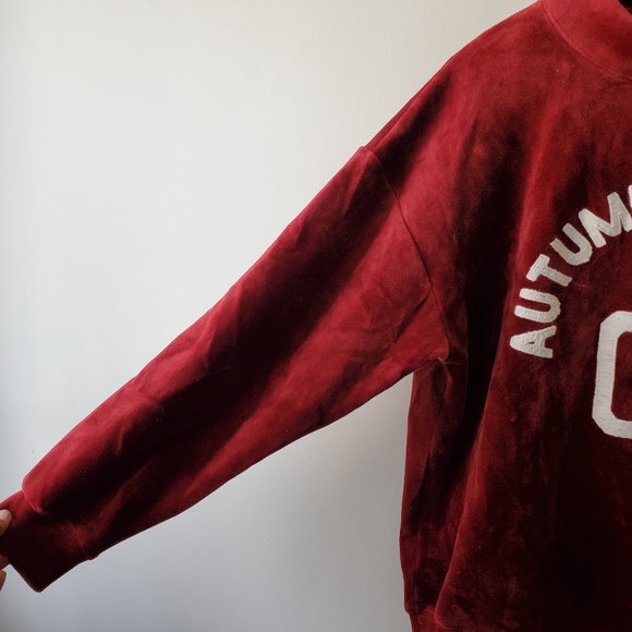 Sunny33 Autumn Bummer Burgundy Velour Sweater - Picture 3 of 5